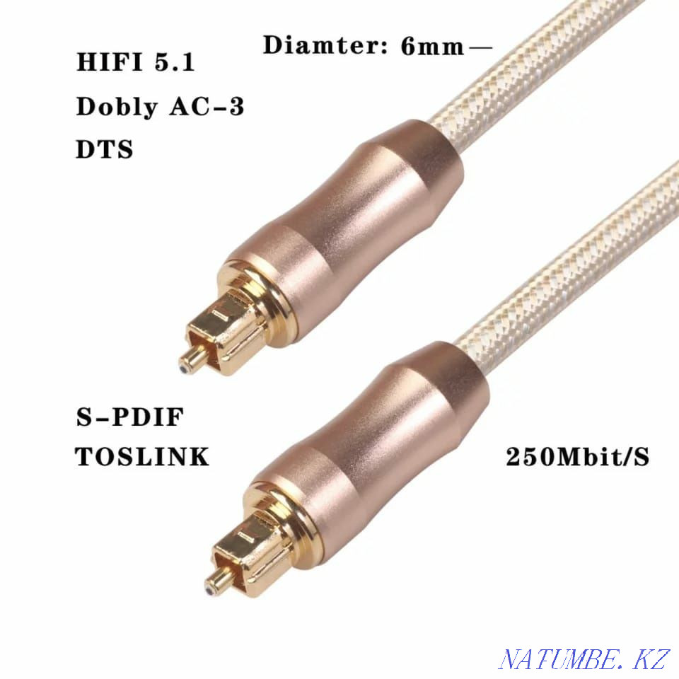 Оптический аудио кабель (TosLink) 5 метров. Фирменный. Алматы Алматы - изображение 3