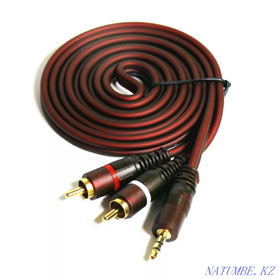 Audio cables AUX 3.5 to 2RCA (bells). Branded! Almaty Almaty - photo 1