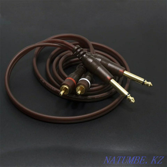 Audio cable 2 RCA to 2 JACK 6.3 (3 meters). Firm. Almaty - photo 2