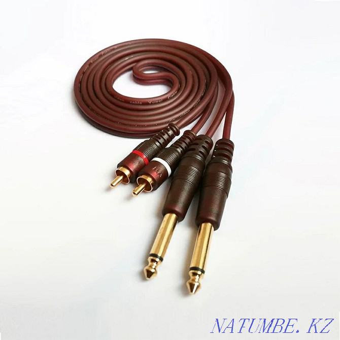 Audio cable 2 RCA to 2 JACK 6.3 (3 meters). Firm. Almaty - photo 4