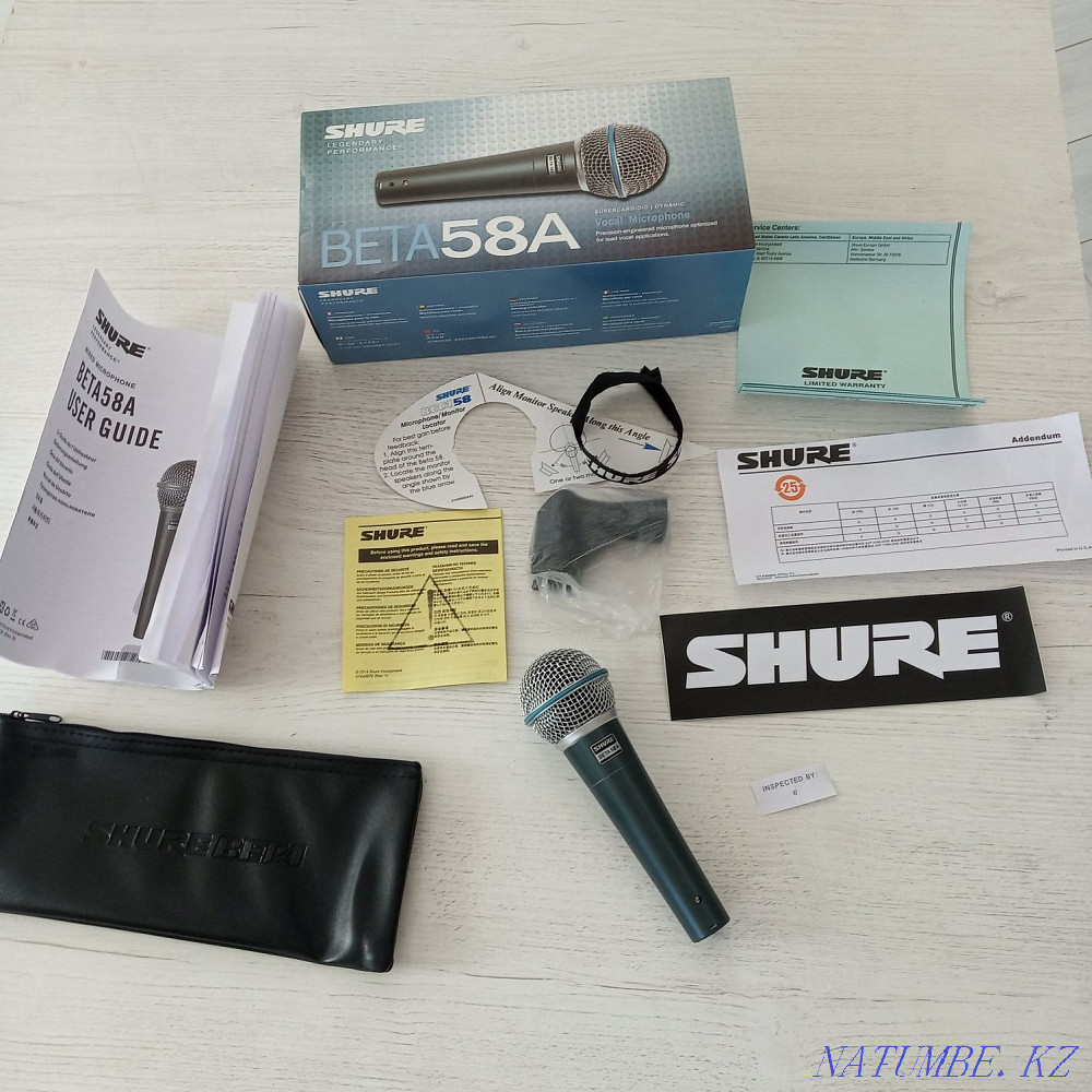 Shure Beta 58A Mexico динамикалық микрофоны Шымкент - изображение 1