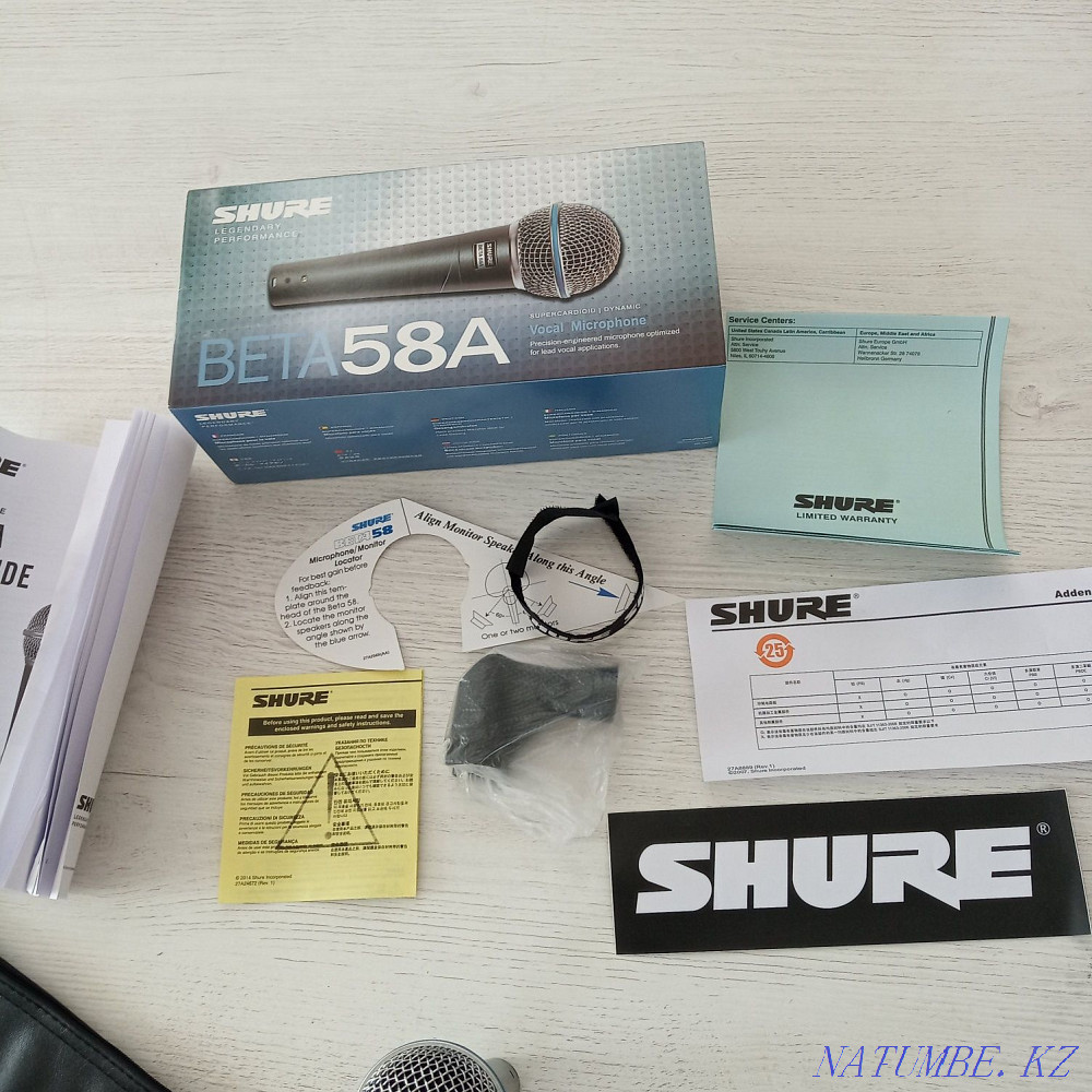 Shure Beta 58A Mexico динамикалық микрофоны Шымкент - изображение 7