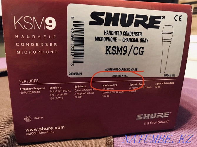 ТОПОВЫЙ вокальный микрофон Shure ksm9 конденсаторный с шикарным звуком Астана - изображение 6