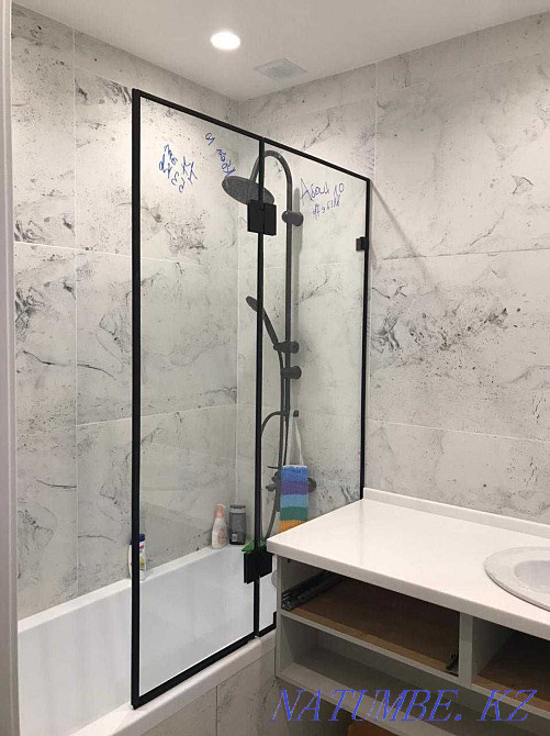 Душевые кабины,Стеклянные душевые перегородки, фацеты, Душ кабины Астана - изображение 2