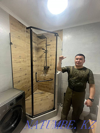 Shower cabin, glass partition, shower glass, bath screen Almaty - photo 4