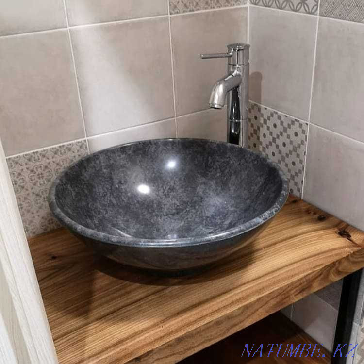 "HS-410", круглые каменные раковины для ванной комнаты. Алматы - изображение 1
