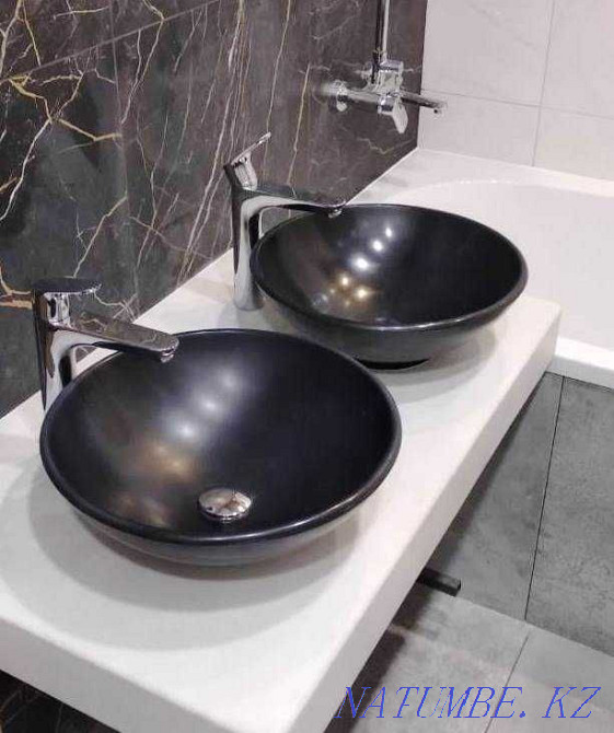 "HS-410", круглые каменные раковины для ванной комнаты. Алматы - изображение 5