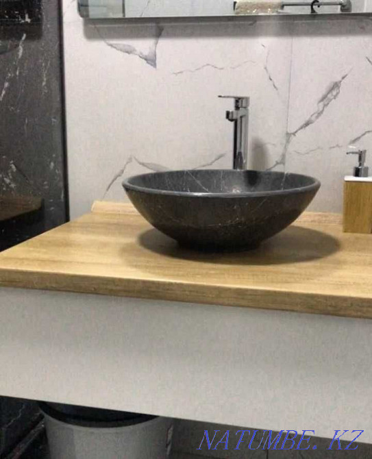 "HS-410", круглые каменные раковины для ванной комнаты. Алматы - изображение 2