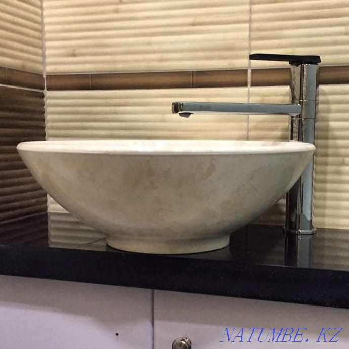 "HS-410", круглые каменные раковины для ванной комнаты. Алматы - изображение 3