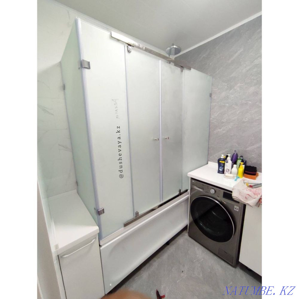 Glass railings, glass shower room, shower cabins, facets, mirror Astana - photo 4