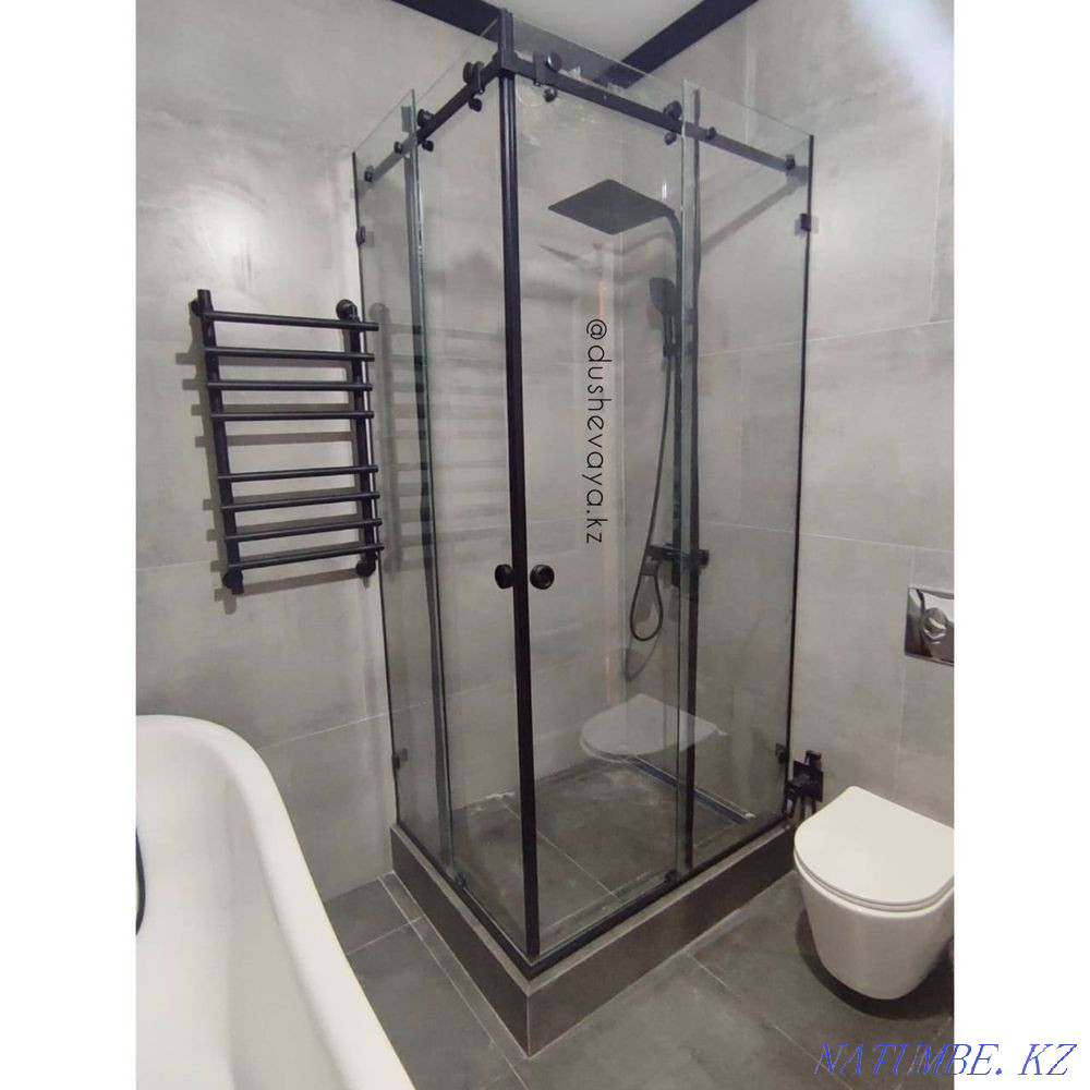 Glass railings, glass shower room, shower cabins, facets, mirror Astana - photo 6