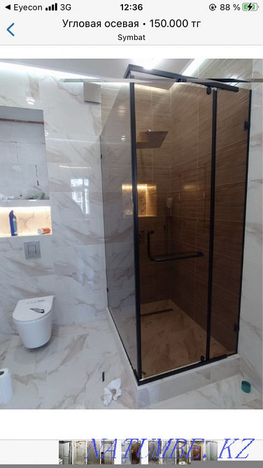 Душевая кабина, душевые ограждения, стеклянные перегородки, шторки, Астана - изображение 5