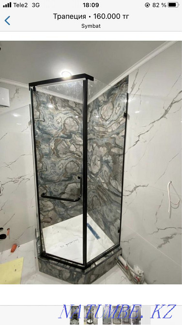 Душевая кабина, душевые ограждения, стеклянные перегородки, шторки, Астана - изображение 7