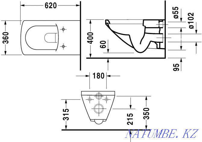 Wall hung toilet bowl Germany DURAVIT without seat new Astana - photo 1