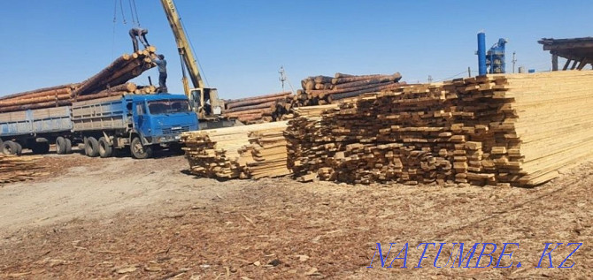 Edged board and unedged slab firewood toilet booth gazebo round timber Kostanay - photo 1