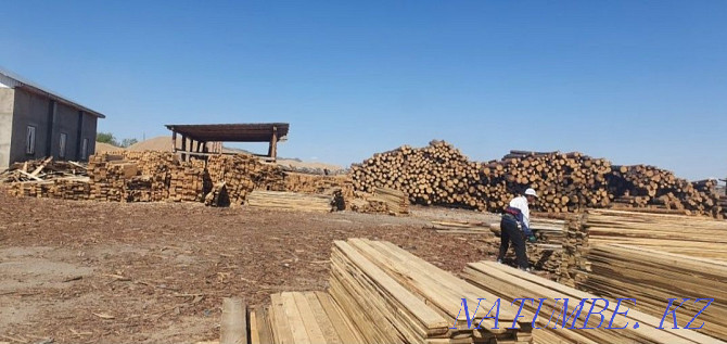 Edged board and unedged slab firewood toilet booth gazebo round timber Kostanay - photo 2