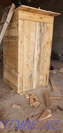 Edged board and unedged slab firewood round timber toilet booth Kostanay - photo 6