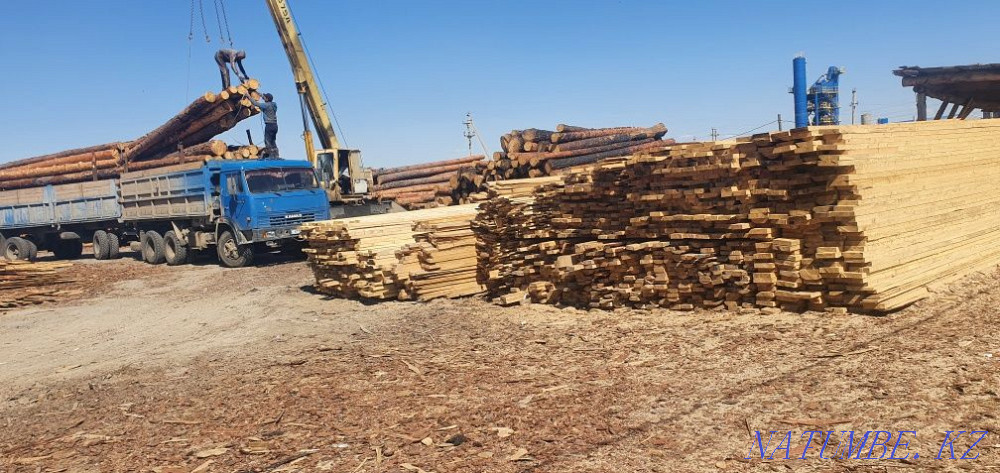 Доска обрезная и необрезная горбыль дрова кругляк туалет будка Костанай - изображение 1