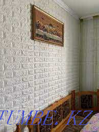 3D soft panels for walls "Brick white", self-adhesive wallpaper 2.7m2 Shymkent - photo 6