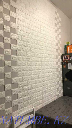 3D soft panels for walls "Brick white", self-adhesive wallpaper 2.7m2 Shymkent - photo 1