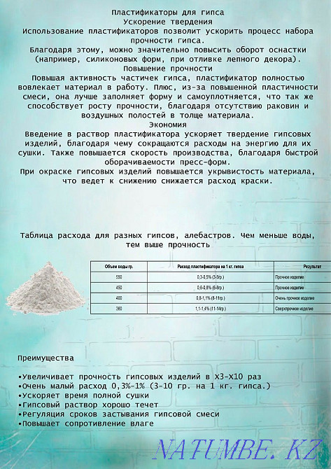Пластификатор для гипса нано гипс Алматы - изображение 2
