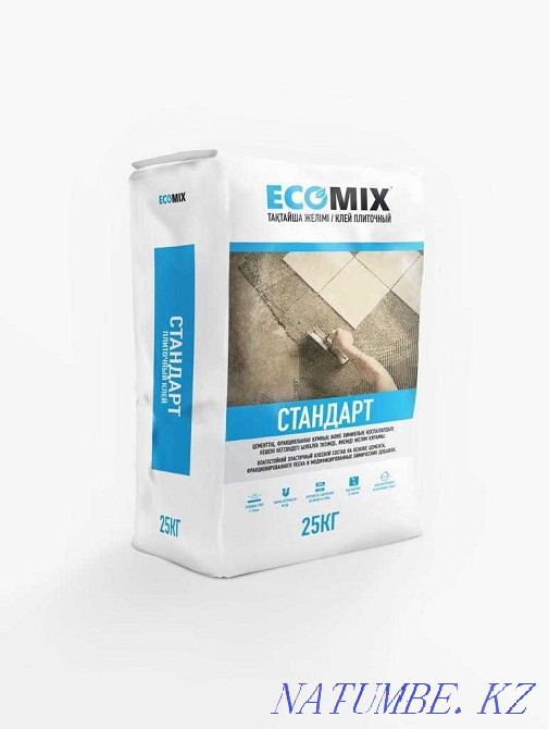 EcoMix Клей плиточный "Стандарт" 25кг Талдыкорган - изображение 1