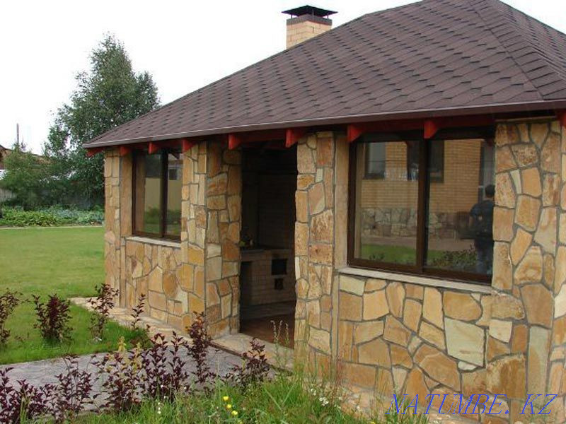 Продам плитняк златолит желтый плоски облицовочный ландшафтный камень Астана - изображение 4