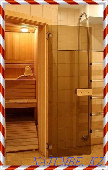 Glass doors for a steam room (bath), tempered iodine glass 6-8mm Shymkent - photo 3