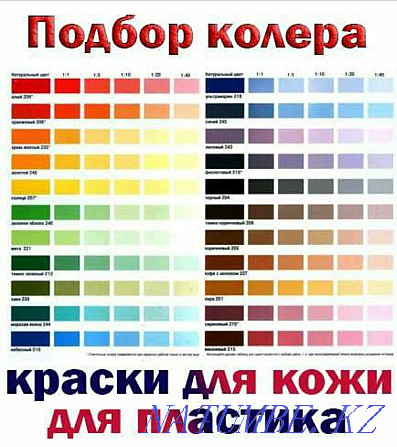 Бояуды таңдау.Колер.Былғары және пластик үшін.  Алматы - изображение 1