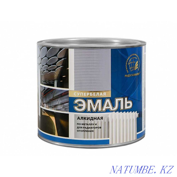 эмаль белая для батарей радиаторов терм. для метала для труб 0,9 кг Астана - изображение 1