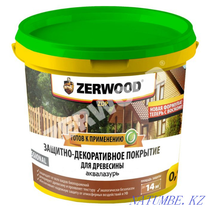 Пропитка по дереву Аквалазурь Zerwood 2. 5 кг Алматы - изображение 1