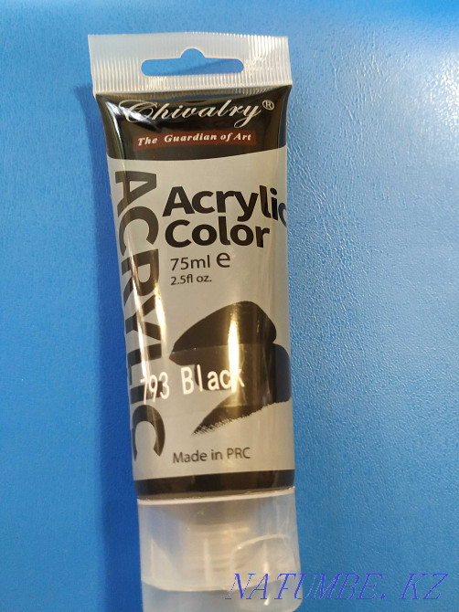 Краска акриловая 75ml в тубе , черный и белый цвет Алматы - изображение 3