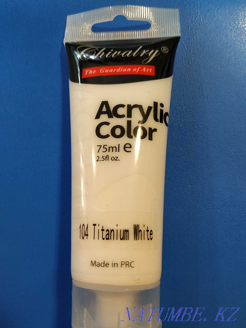 Краска акриловая 75ml в тубе , черный и белый цвет Алматы - изображение 2