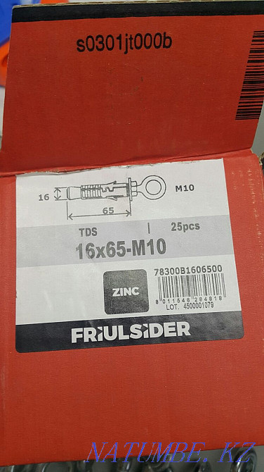 Анкера 16х65 мм М10 болты, крепеж оцинкованный троса и тд. Астана - изображение 3