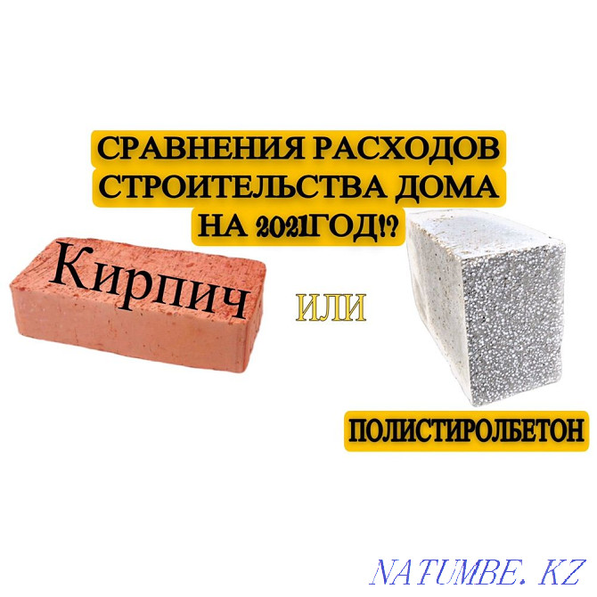 Insulated brick, red brick. Gas block, splitter blocks Almaty - photo 1