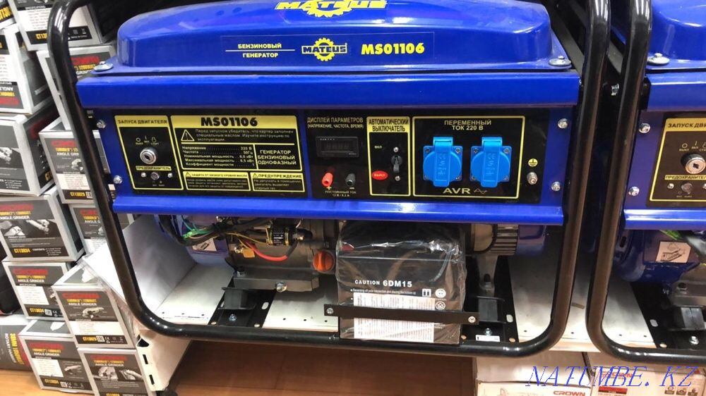 Бензин генераторлары Matheus 6,5 кВт 220В, 380В үшін!Кепілдік!Жеткізу!  Қостанай  - изображение 6