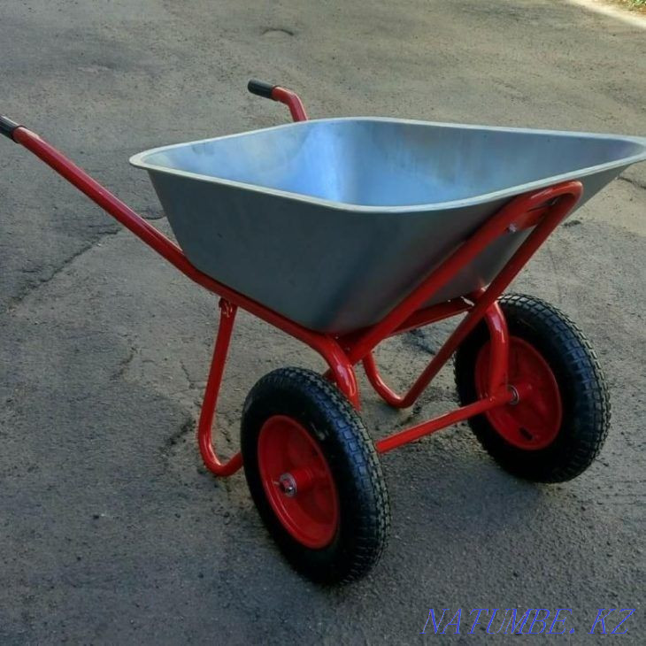 Galvanized 2-wheeled wheelbarrow, construction trolley Almaty - photo 3