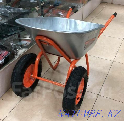 Galvanized 2-wheeled wheelbarrow, construction trolley Almaty - photo 1