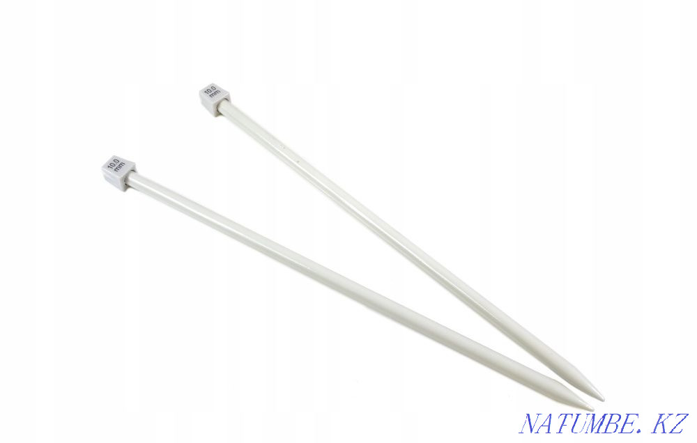 Knitting needles straight, 10 mm silver, aluminum Atyrau - photo 1