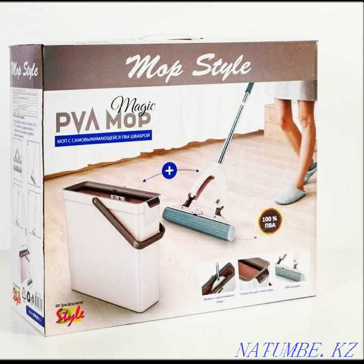 уборка Швабра Ведро с центрифуга швабры насадка насадки швабру отжим Петропавловск - изображение 7