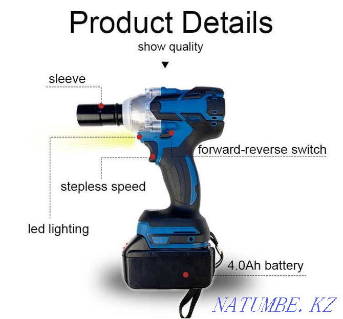 Impact wrench with two batteries Makita design with delivery across the Republic of Kazakhstan Astana - photo 3