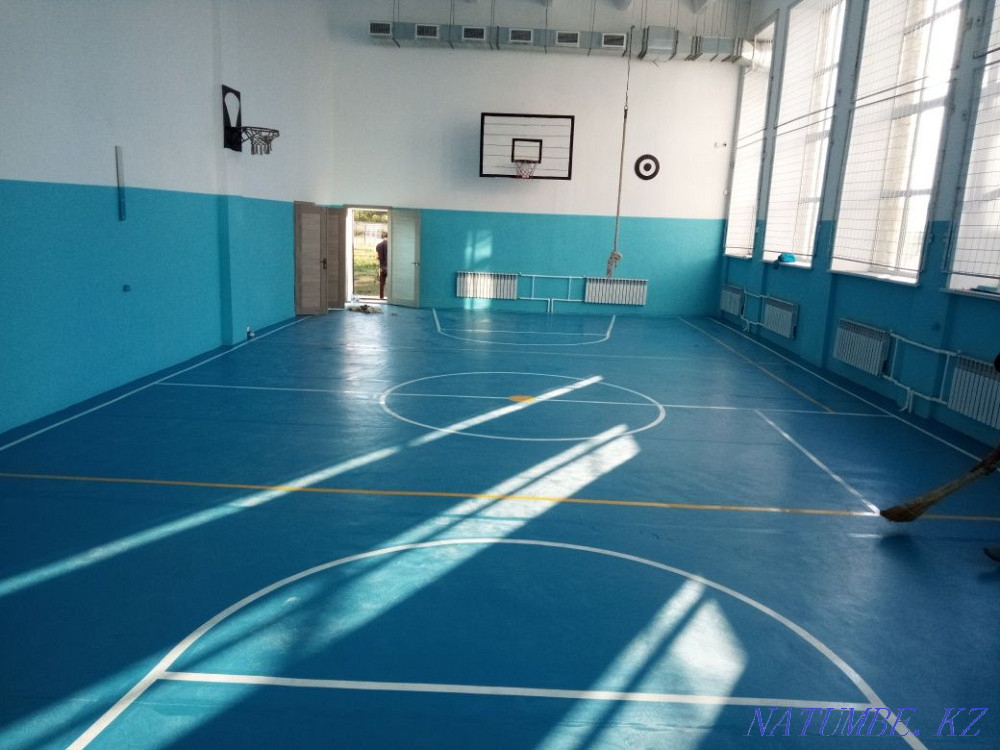 Sanding of a coupler, Polishing of a self-leveling floor, Installation of sports of coverings. Astana - photo 4