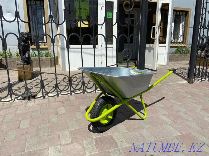 Galvanized load capacity 250kg, 110l trough wheelbarrow, construction trolley Almaty - photo 4