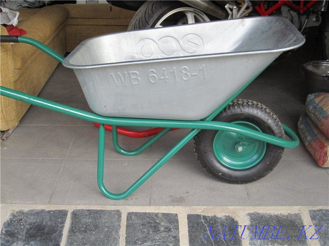 Galvanized load capacity 250kg, 110l trough wheelbarrow, construction trolley Almaty - photo 1