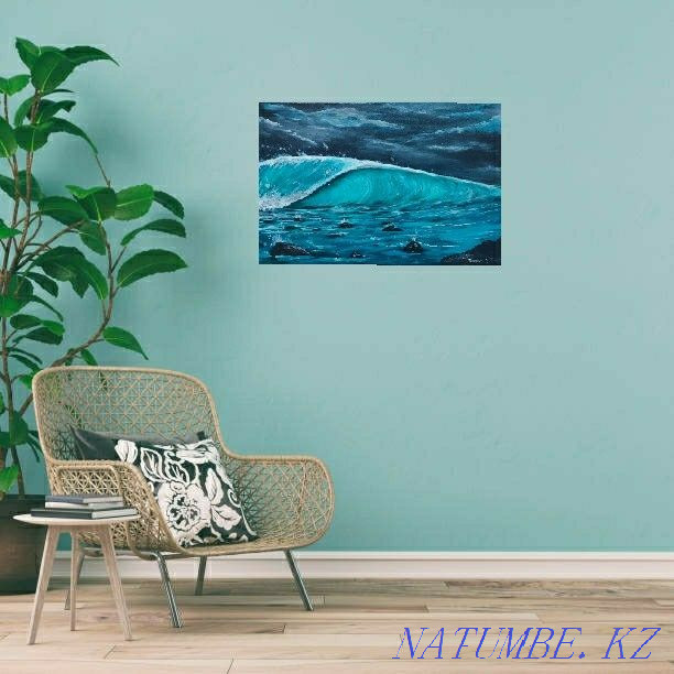 Картина современная на холсте."Ночная волна". Алматы - изображение 2