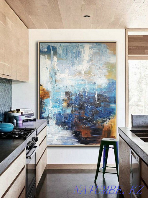 Картина холст масло абстрактная интерьерная живопись ручная работа Алматы - изображение 4