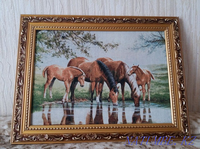 Framed painting "Horses at the watering hole" Astana - photo 1