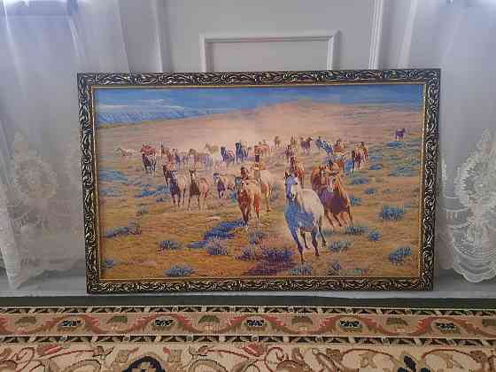 Картины маслом Жайлау, табун лошадей Шымкент