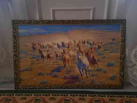 Картины маслом Жайлау, табун лошадей Шымкент
