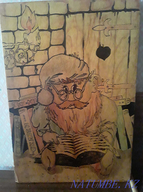 The picture is handmade, scorched, varnished. Trade is appropriate. Pavlodar - photo 1